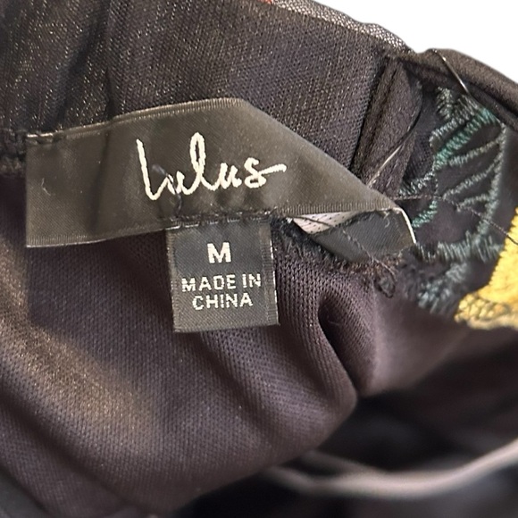 Lulu's Rue Black Floral Embroidered Sequin Bodycon Mini Dress- size Medium - Picture 10 of 14